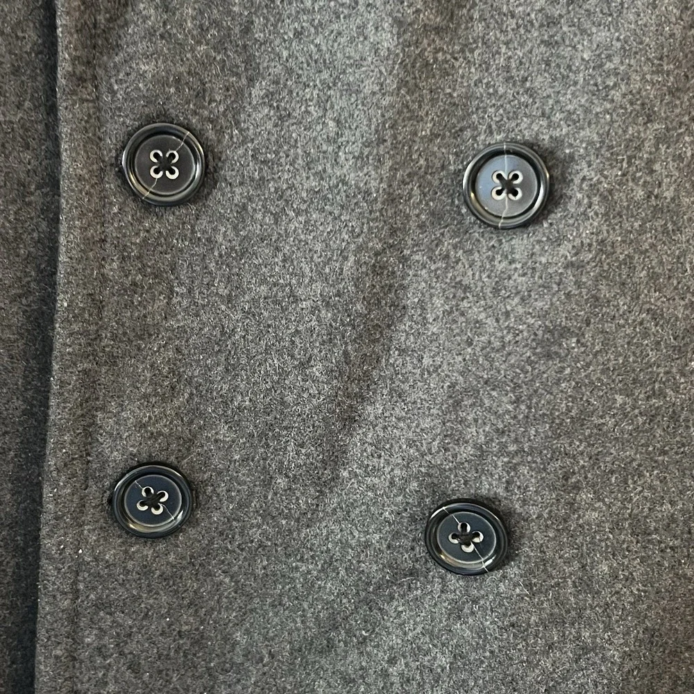 Banana Republic Men XL Gray Wool Blend Double Breasted Peacoat Jacket